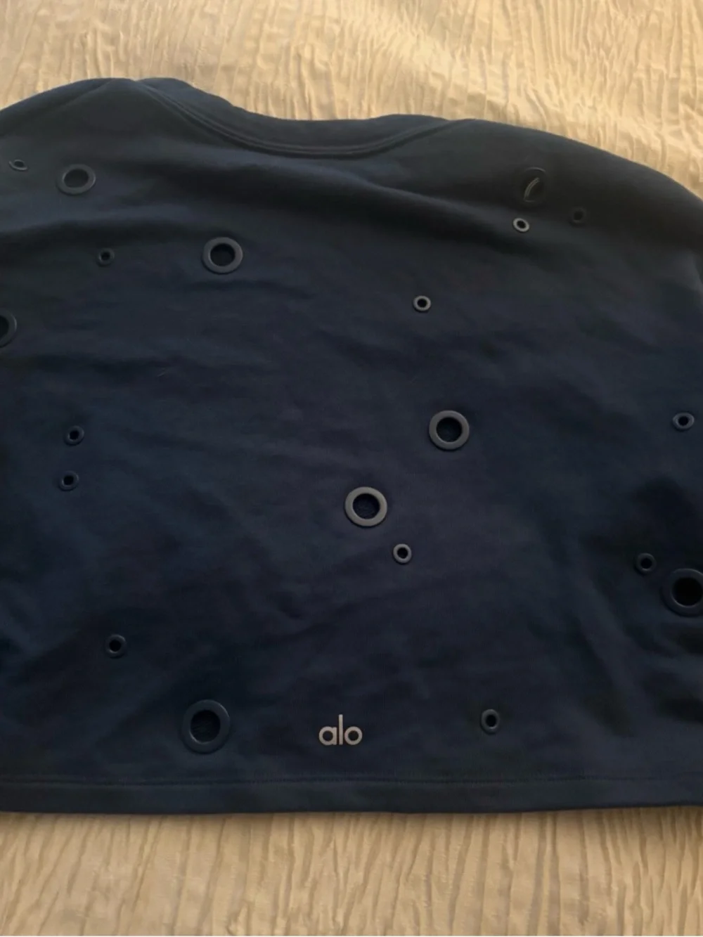 ALO Yoga Navy Blue Cropped Grommet Sweatshirt - Picture 2 of 2